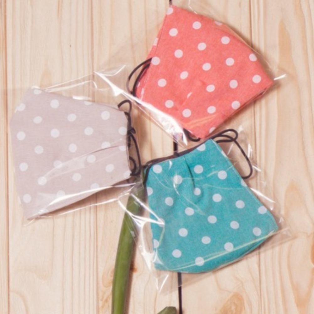 PINK POLKA DOT FILTER PROTECTIVE FACE MASK - Picture 5 of 7